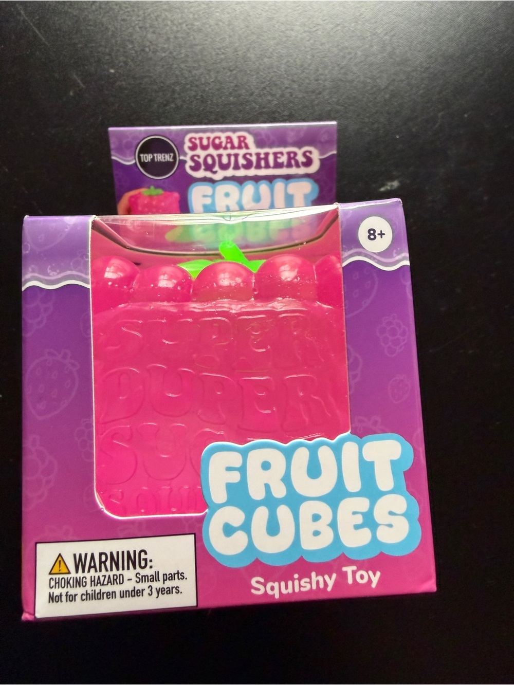 Squishy Top Trenz Super Duper Sugar Squisher Berry Bubble Fruit Cube Pink Toy 8+
